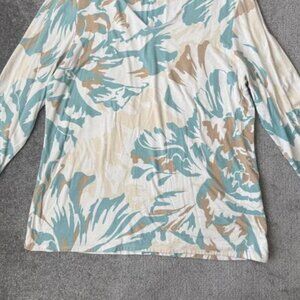 Shirt Large Floral Print Stretch Sleeve Lightweight Top